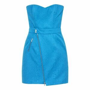 Laundry by Design Animal Print Strapless Dress Structured Mini Dress Size 8 Blue